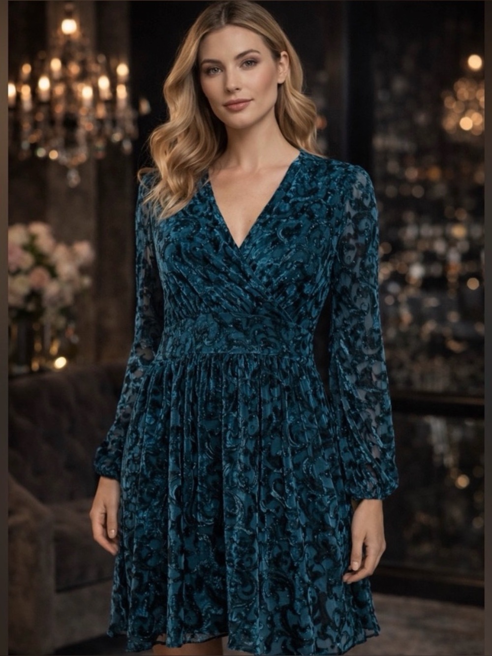 NWT Michael Kors Teal Velvet Dress